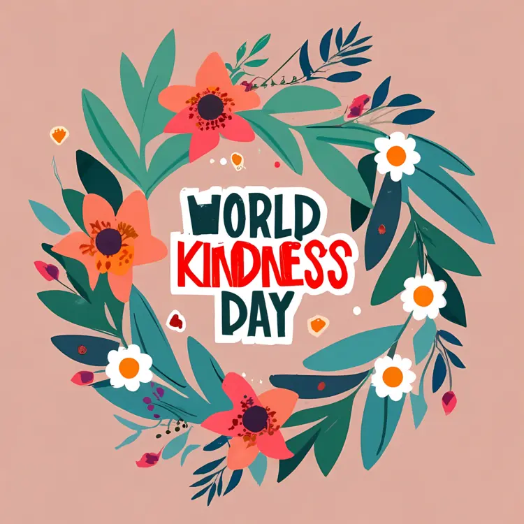 World Kindness Day with Floral Wreath