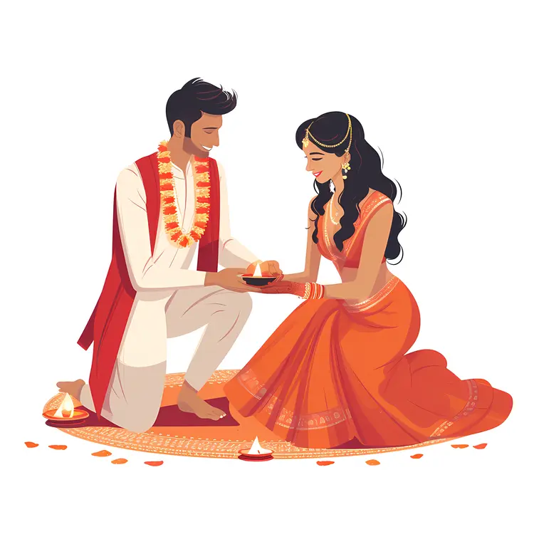 Indian Couple in Traditional Wedding Ceremony