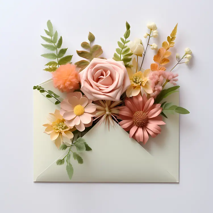 Pastel Flowers in Envelope Illustration