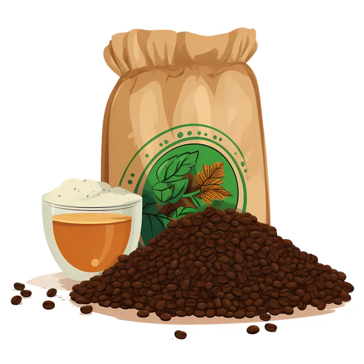 Bag of Coffee Beans with Cup