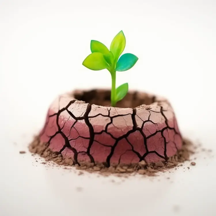Green Seedling in Cracked Earth Symbolizing Growth and Sustainability