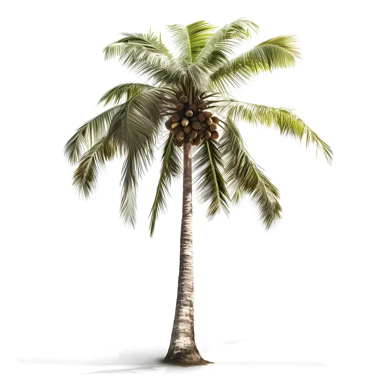 Tropical Palm Tree with Coconuts
