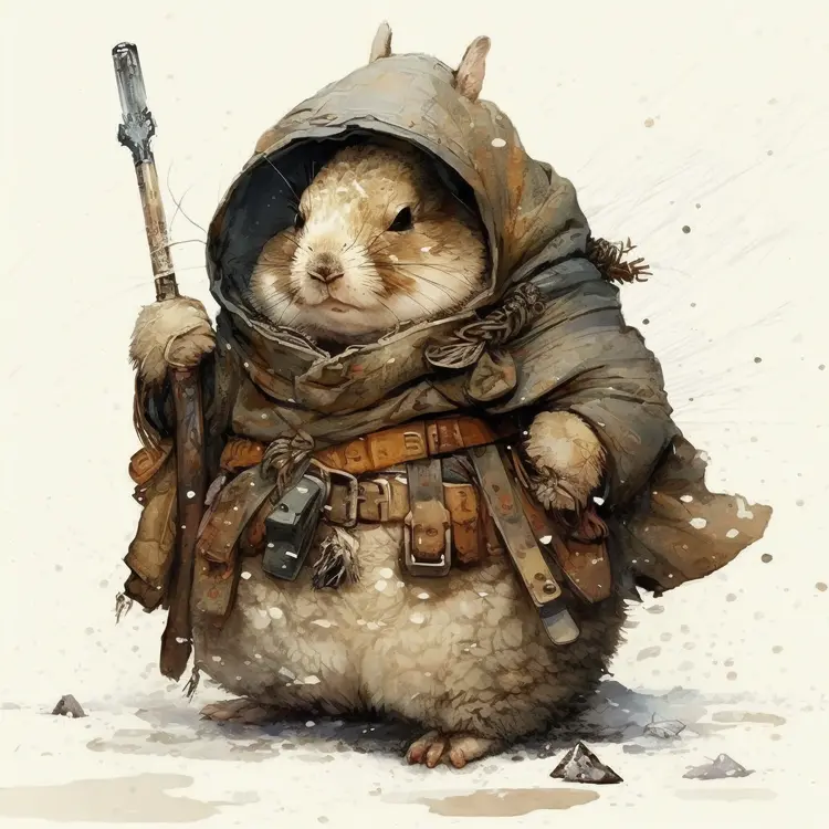 Adventurous Hamster in Hooded Cloak