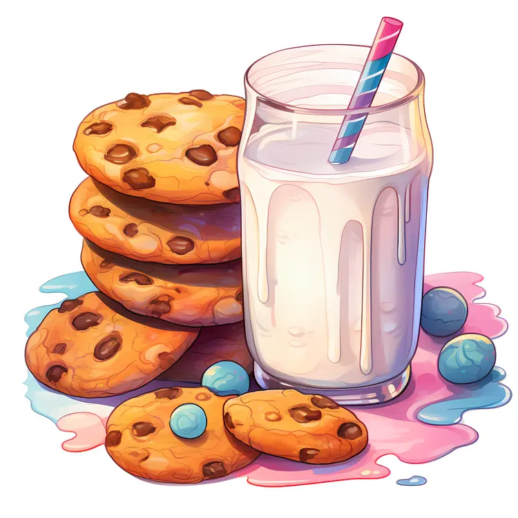 Delicious Cookies and Milk with Chocolate Chips