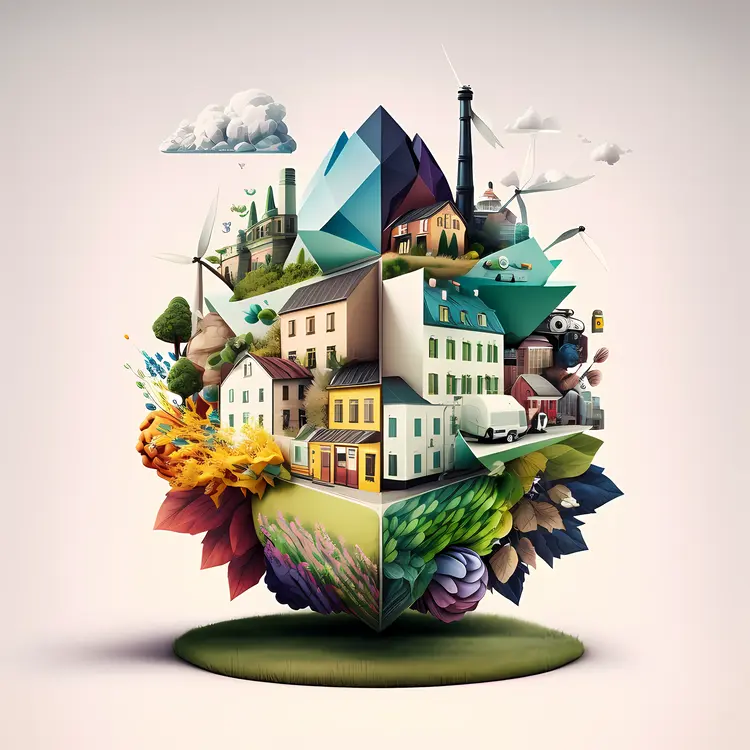 Modern Village with Diverse Architecture