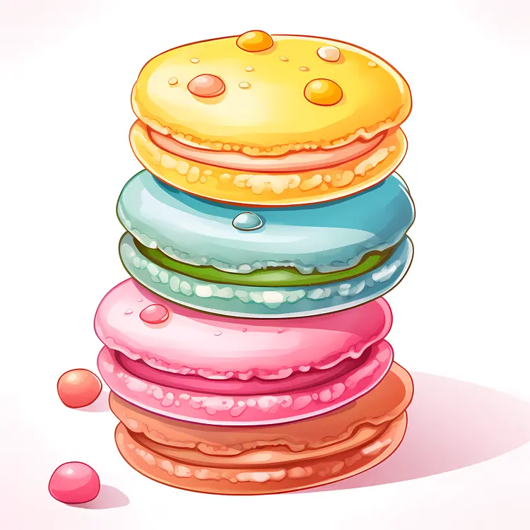 Stack of Colorful Macarons with Candy