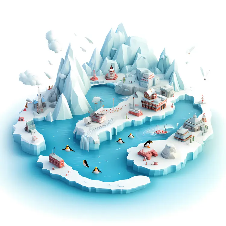 Antarctic Landscape with Penguins