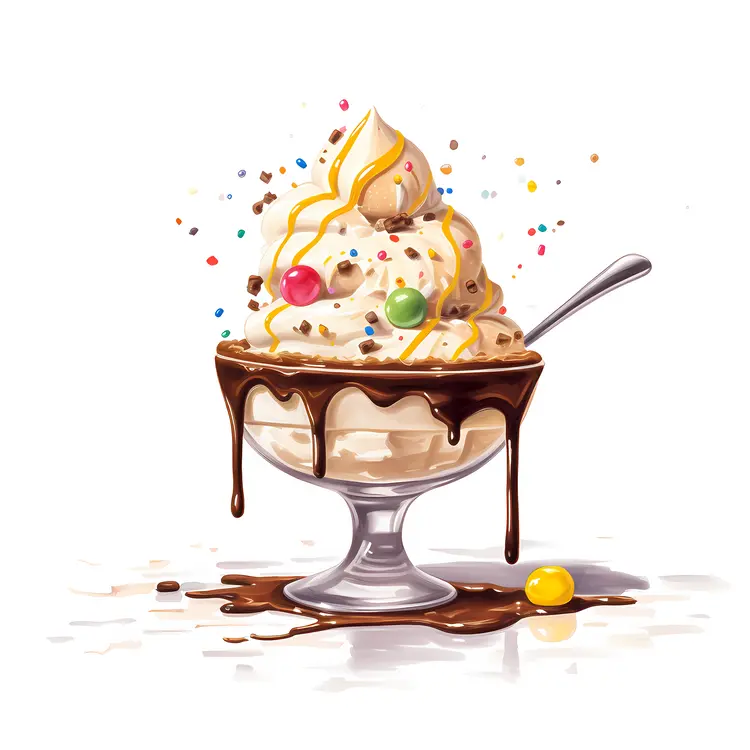 Delicious Ice Cream Sundae with Toppings