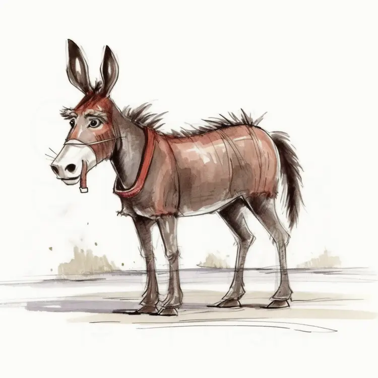 Cute Donkey Cartoon Illustration