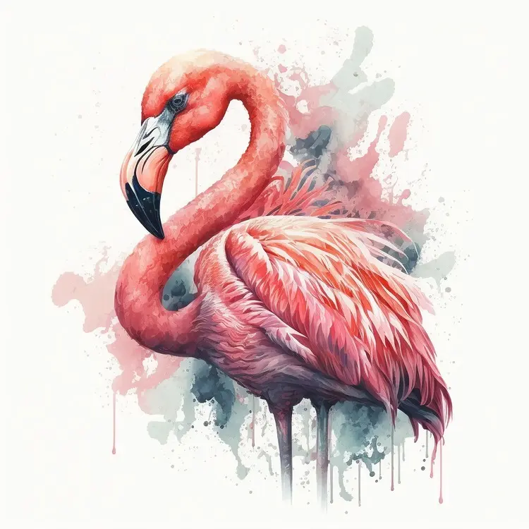 Watercolor Flamingo Art