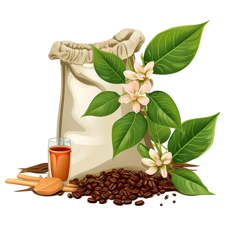 Coffee Beans and Cup Illustration