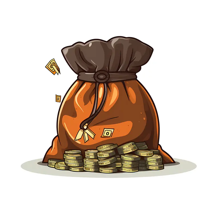 Orange Money Bag with Coins and Cash