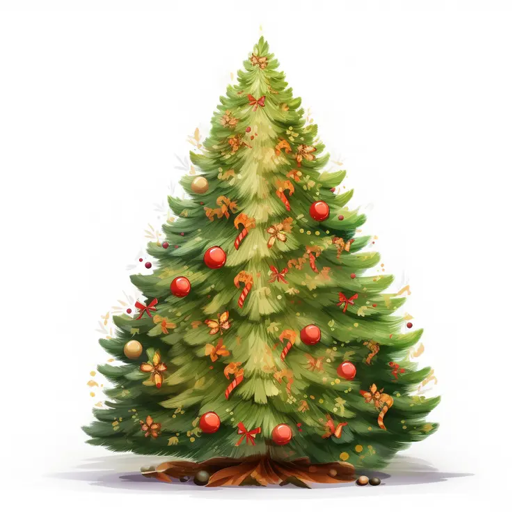 Christmas Tree with Ornaments and Decorations
