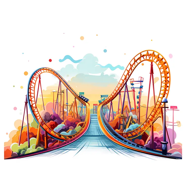 Roller Coaster Track at Sunset