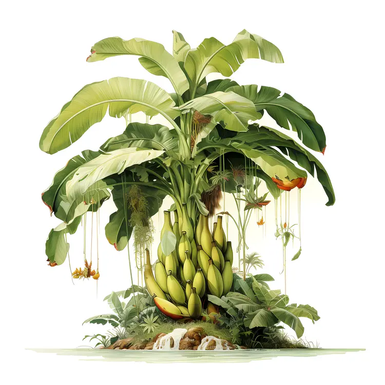 Banana Tree with Bunch of Bananas