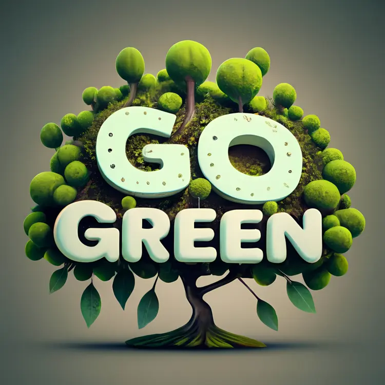 Green Go Green Text with Tree