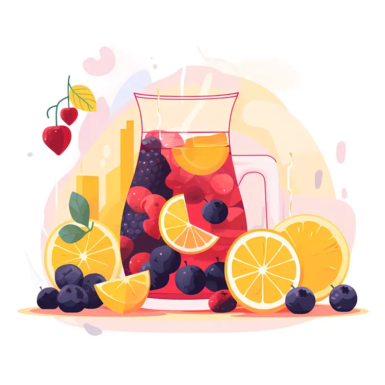 Pitcher of Fruit Punch with Berries and Citrus