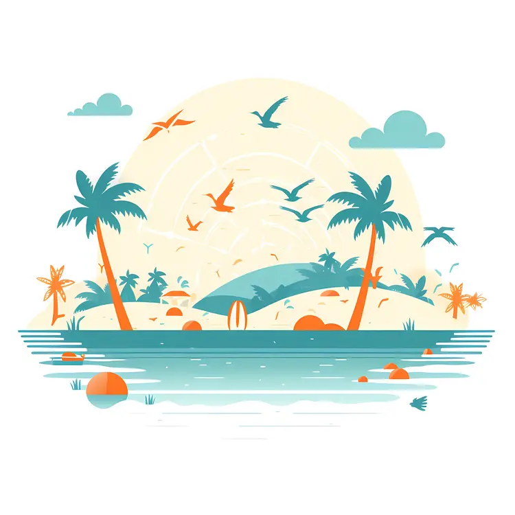 Surfboard on a Tropical Beach