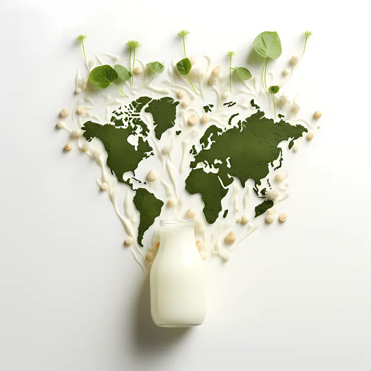 Soy Milk Bottle with World Map