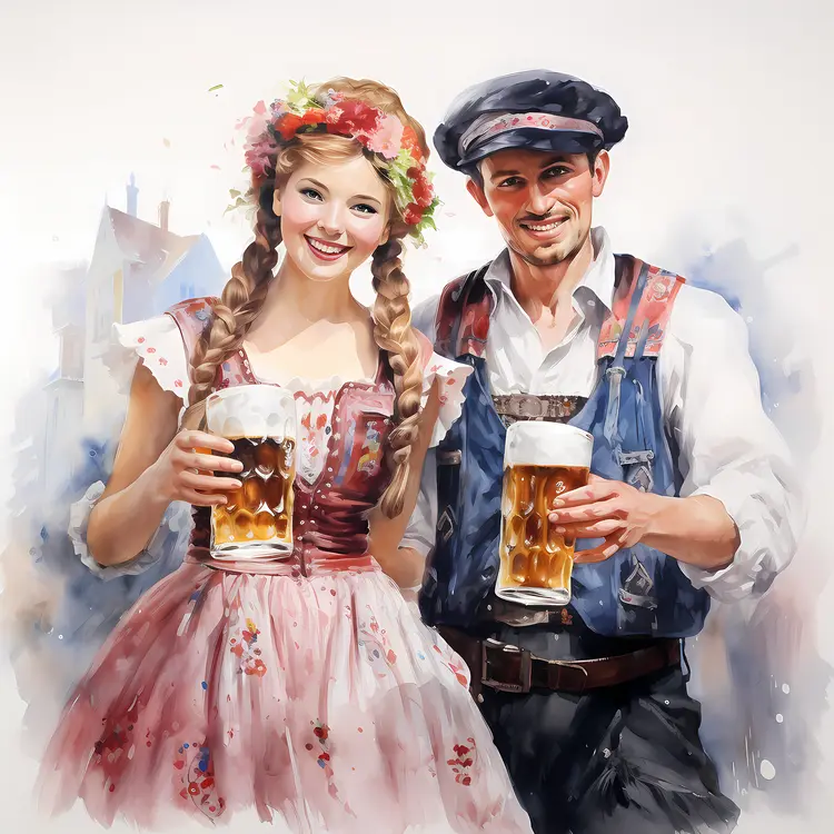 Couple Enjoying Beer at Oktoberfest