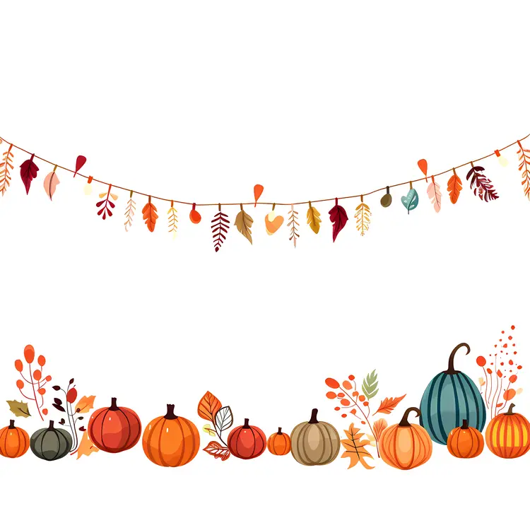 Autumn Pumpkins and Leaves Garland