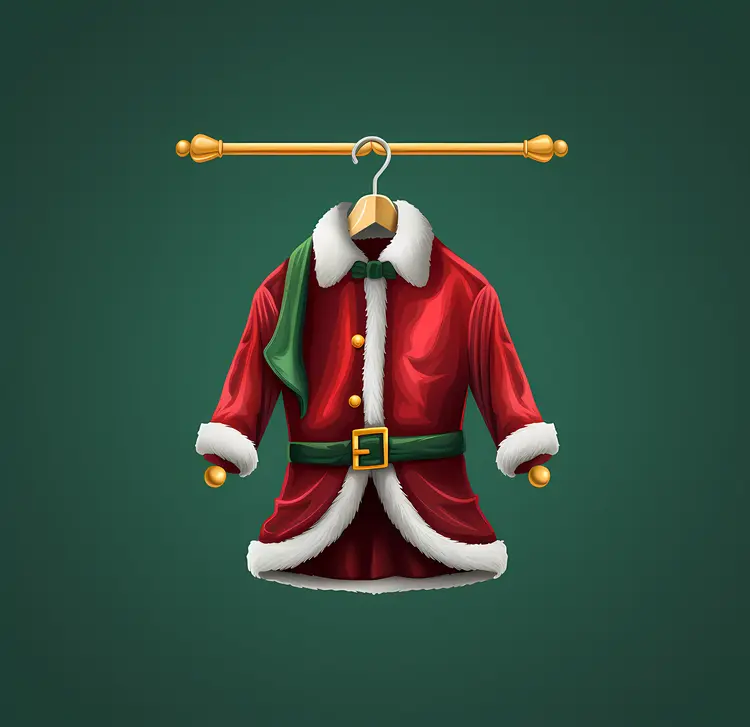 Red Santa Coat with Green Scarf