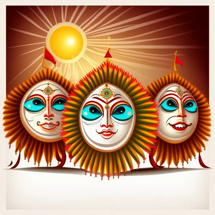 Traditional Sun Masks for Cultural Festival