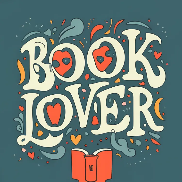 Book Lover Text with Open Book