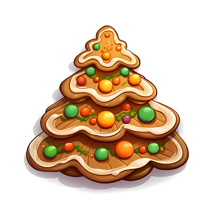 Christmas Tree Cookie with Colorful Ornaments