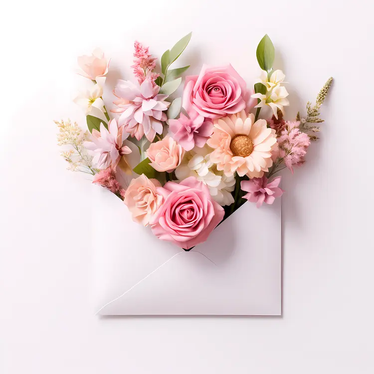 Soft Pastel Floral Envelope Illustration