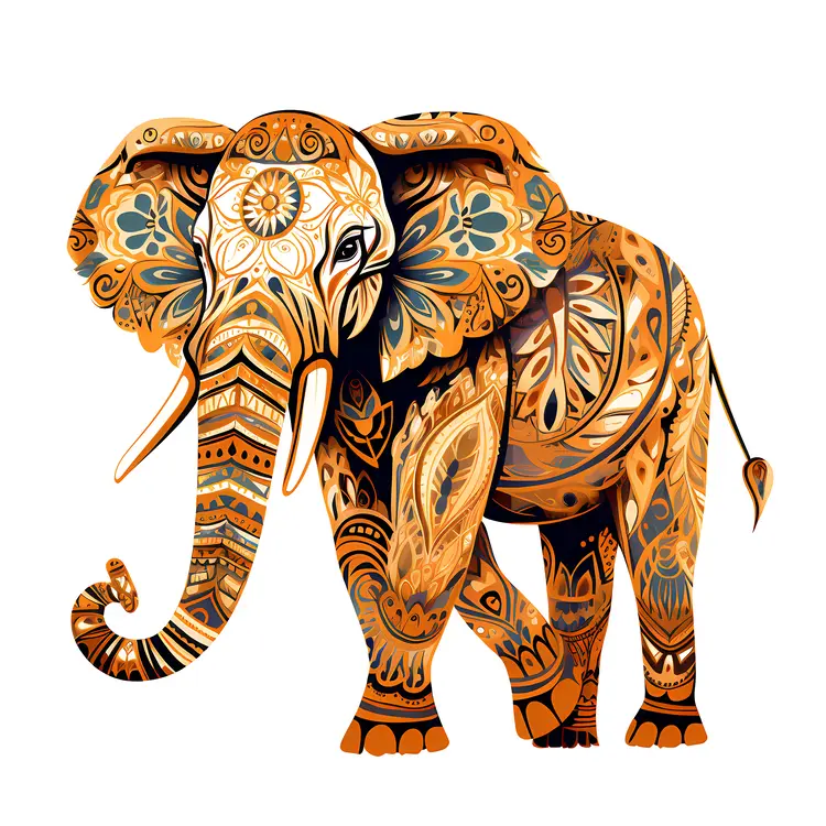 Decorative Elephant with Intricate Patterns