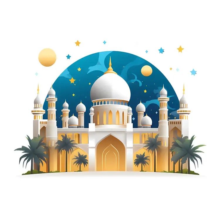 Beautiful Mosque with Domes and Minarets