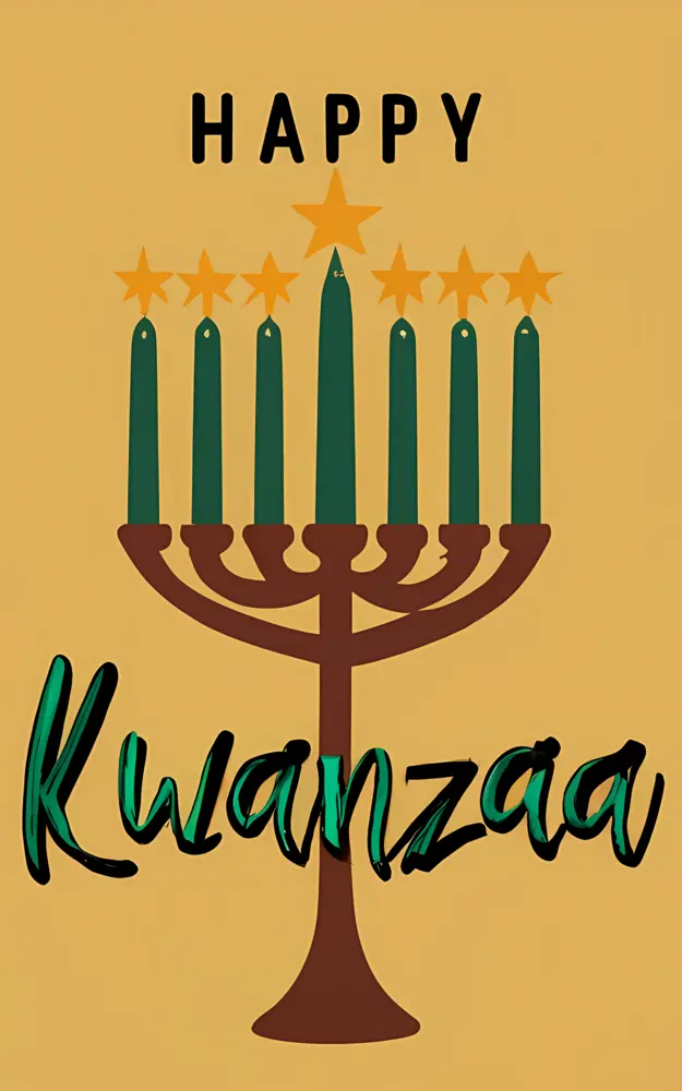 Happy Kwanzaa with Menorah and Stars