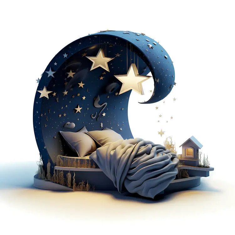 Cozy Bed with Stars and Moon for a Dreamy Night