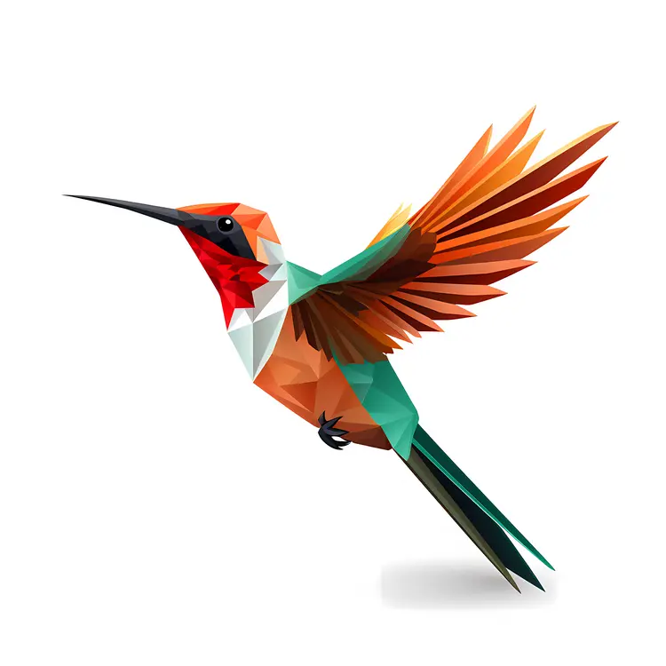 Geometric Hummingbird in Orange and Green