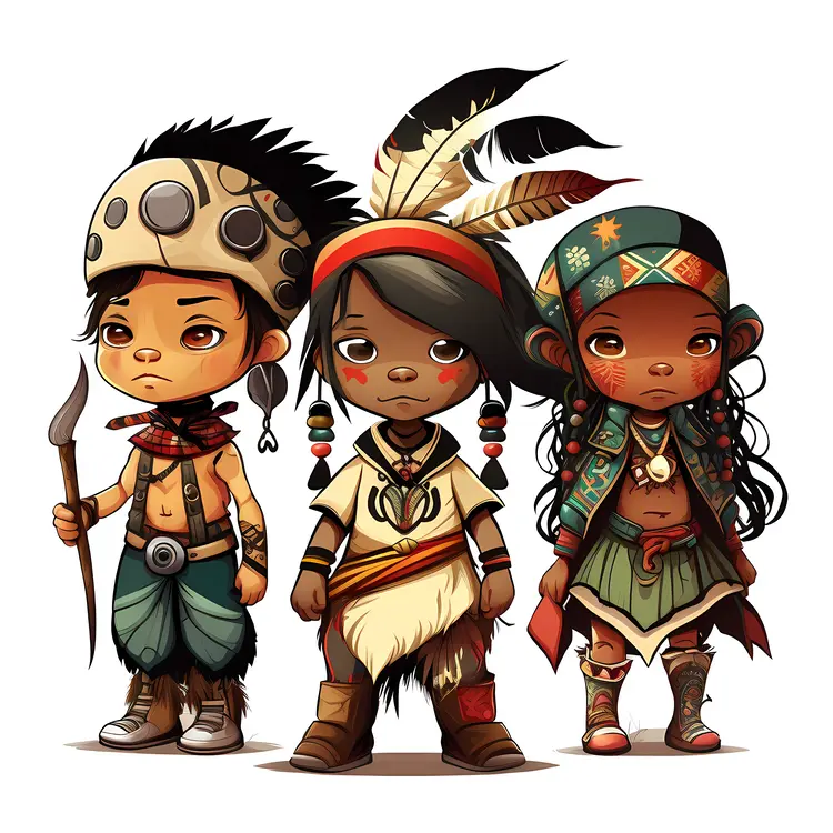 Tribal Children in Traditional Costumes