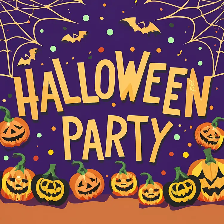Halloween Party Text with Pumpkins