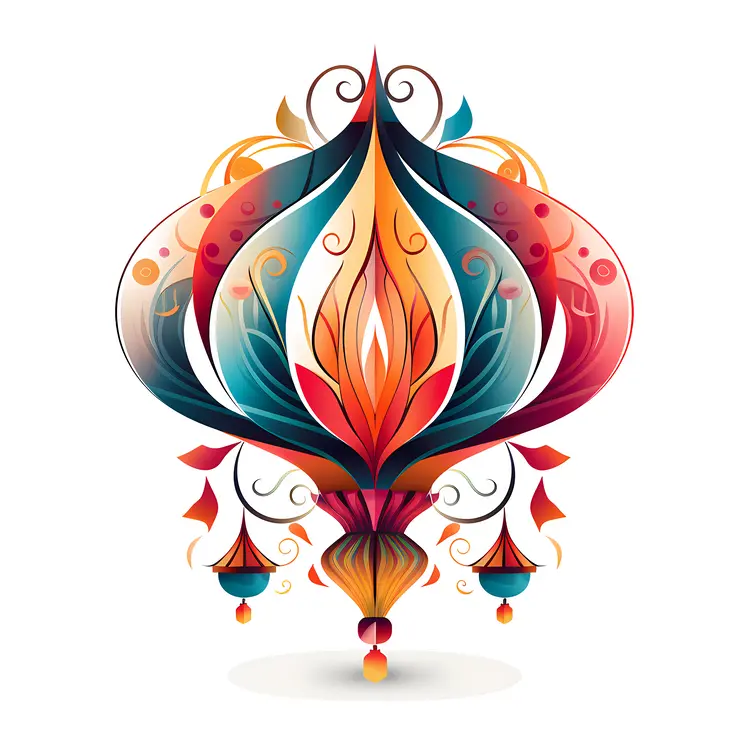 Colorful Lantern with Swirls for Chinese New Year