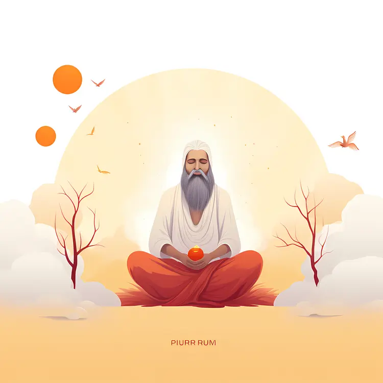 Peaceful Monk Meditating in Nature