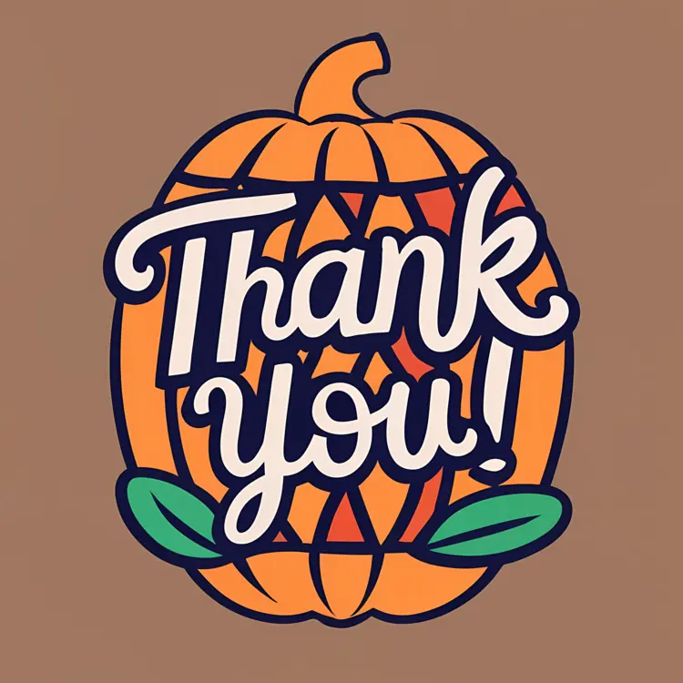 Thank You Pumpkin with Leaves