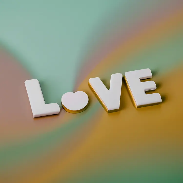 White LOVE Letters on Colorful Background