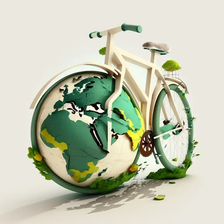 Eco-friendly Bicycle with Earth Wheels for Earth Day Concept