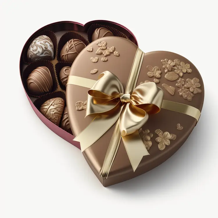 Heart-shaped Chocolate Box with Ribbon for Valentine's Day