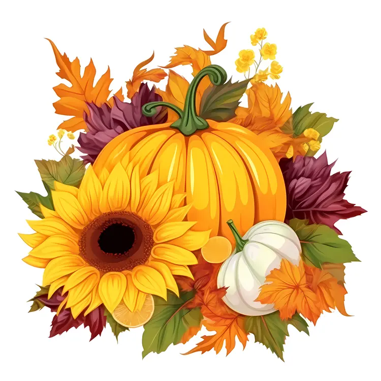 Autumn Harvest Pumpkin and Sunflower Arrangement