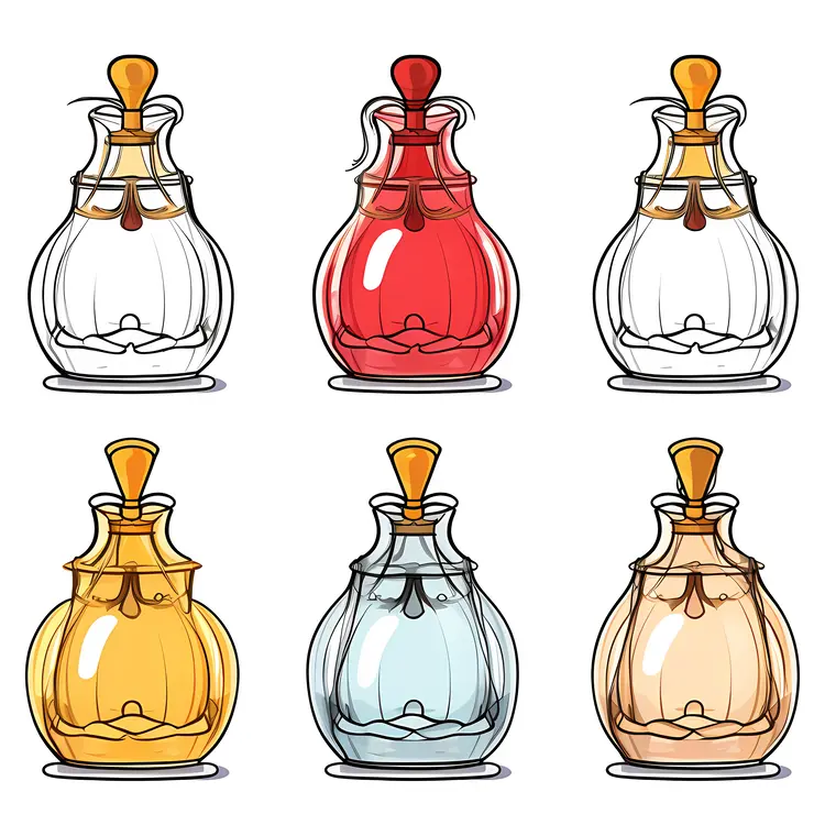 Assorted Perfume Bottles in Various Colors