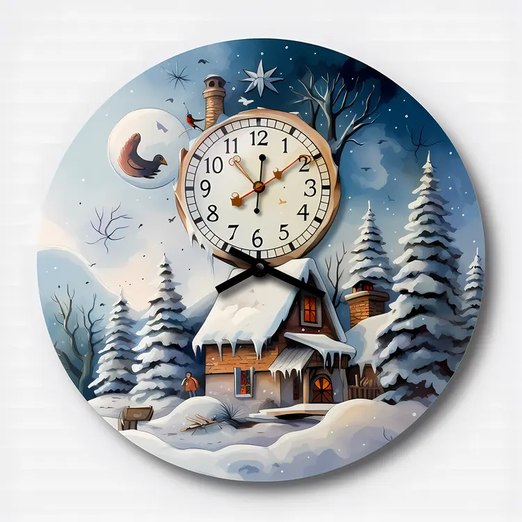 Winter House with Clock
