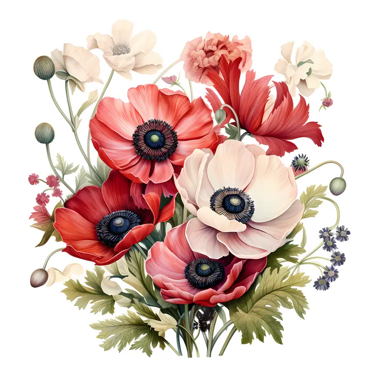 Red and White Flower Bouquet
