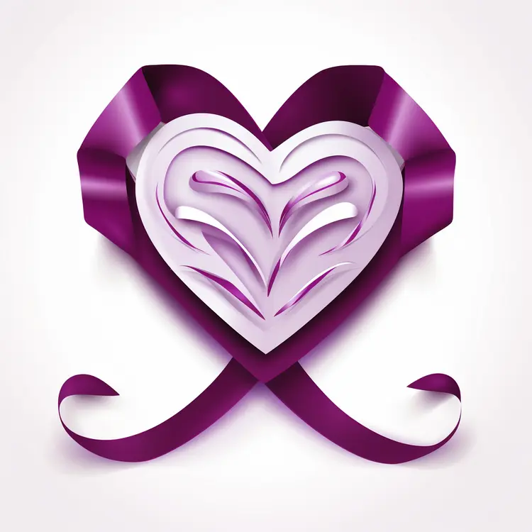 Purple Ribbon Heart for Valentine's Day