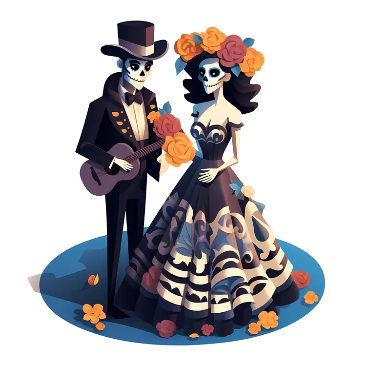 Skeleton Couple in Wedding Attire
