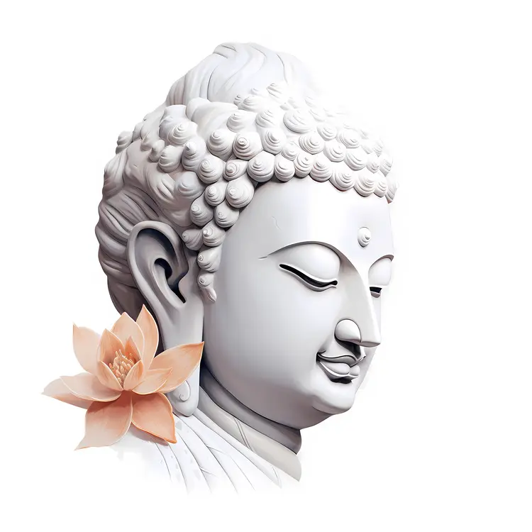 Buddha Face with Lotus Flower